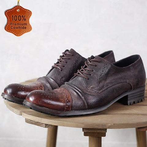 Vintage Genuine Dress Oxford Shoes Leather – Brogue Men's FashionChic