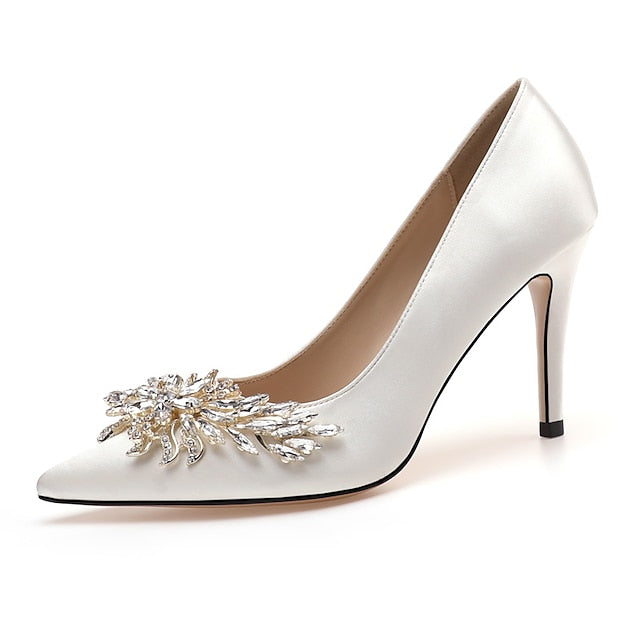– Rhinestone Women's Heels Pink Satin Elegant High FashionChic