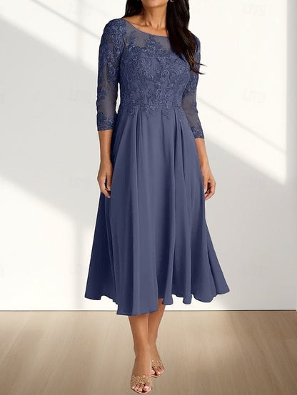 Guest Bride of Crew Elegant A-Line Mother Dress Neck Wedding the FashionChic