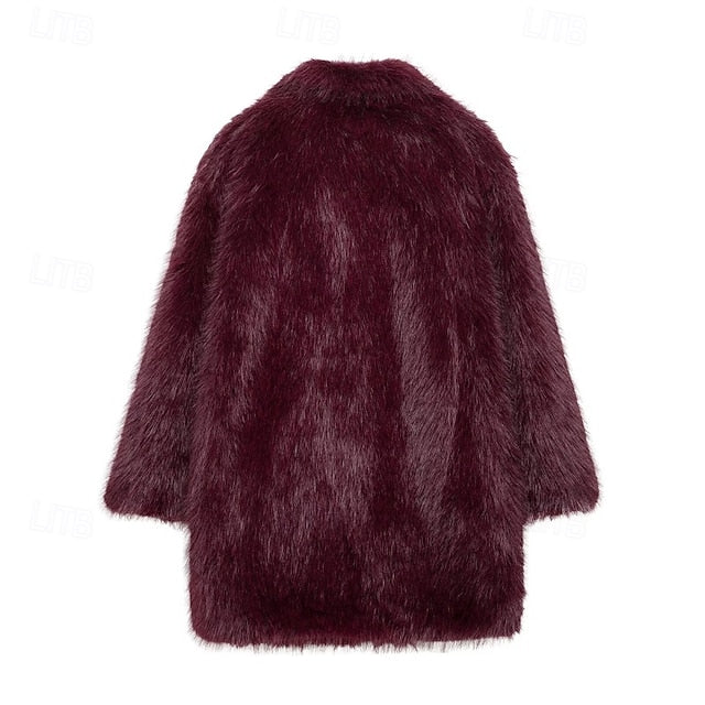 Comfortable Warm Women's Fur Pocket Coat Faux Furs FashionChic