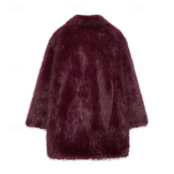 Comfortable Warm Women's Fur Pocket Coat Faux Furs FashionChic