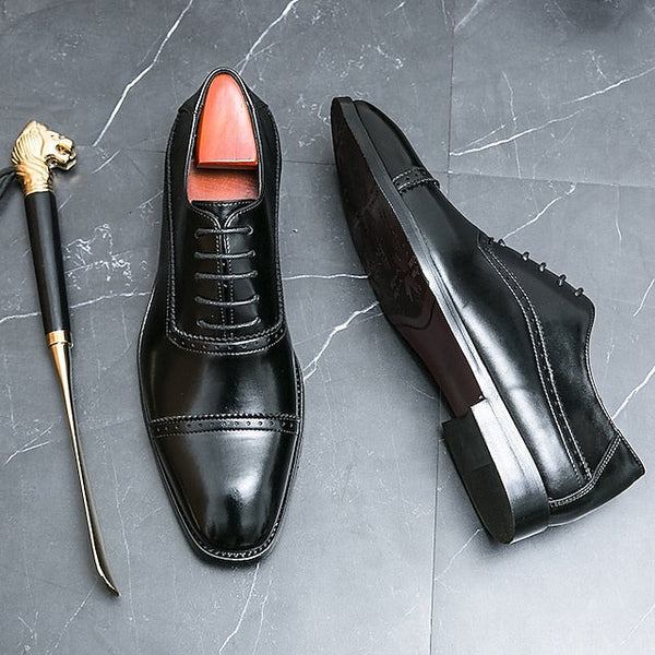 Classic Oxford – Leather Brown Shoes Men's Faux Brogue FashionChic