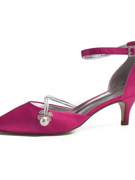 Heels Dark with Kitten and Women's Satin Blue Pearl FashionChic