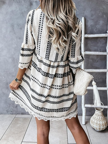 Women's Mini Dress Casual Dress Long Sleeve Boho Dress