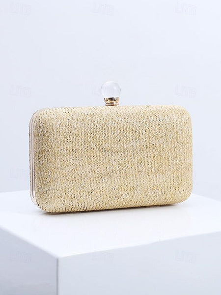 Straw Pearl Elegant Clutch Stylish with Purse - Clasp FashionChic