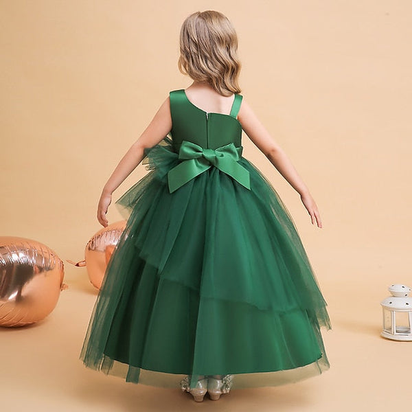 Kids Sleeveless Color Formal Girls' Dress Party Solid FashionChic