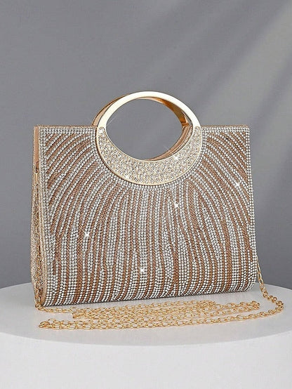 Evening Bag Clutch – Round Rhinestone with Women's Handle FashionChic