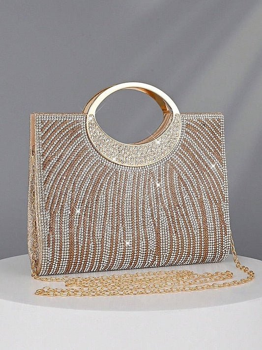 Evening Bag Clutch – Round Rhinestone with Women's Handle FashionChic