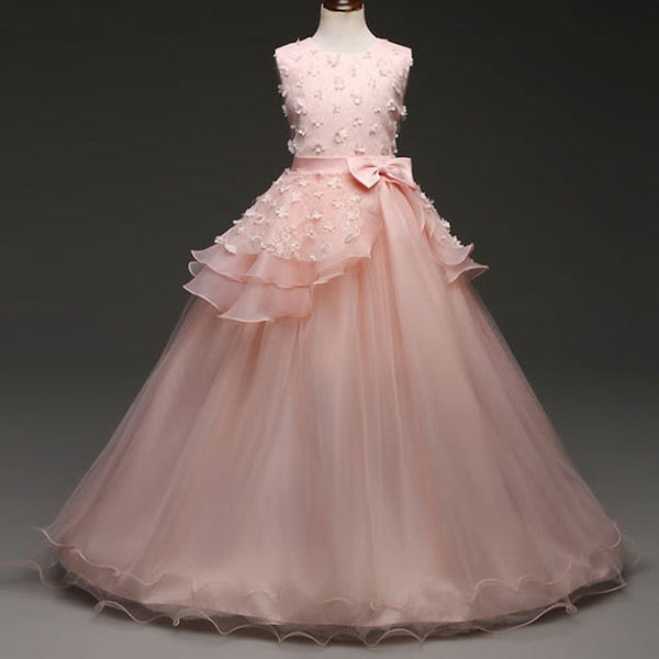 Girls' Flower Girl Solid Dress Colored Kids FashionChic