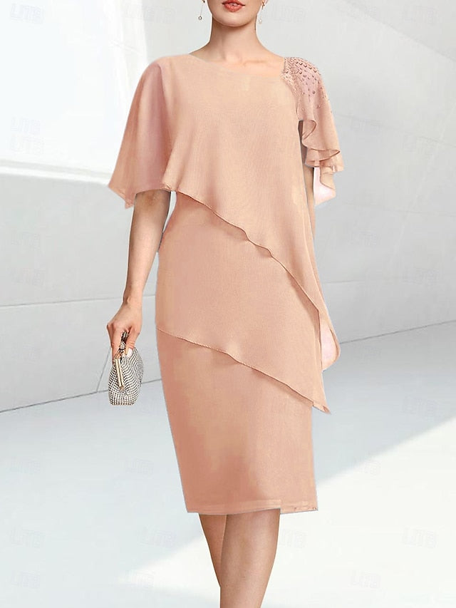 Bride Mother Beach Dress Jewel Elegant Wedding of the Sheath FashionChic