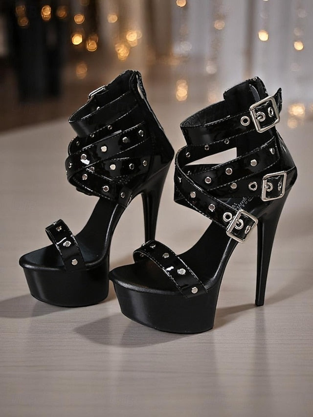 Women's with Platform Straps High White Heels Buckled and FashionChic