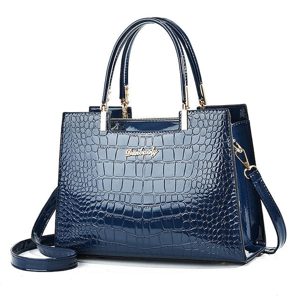 Black Crocodile Pattern Women's Elegant Handbag Leather | FashionChic