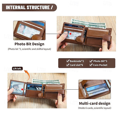 wallet card leather purse multi top cowhide layer Genuine coin FashionChic