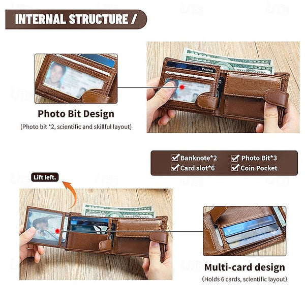 wallet card leather purse multi top cowhide layer Genuine coin FashionChic