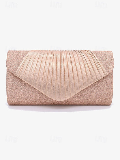 Clutch Design Champagne – Glitter Evening Bag Pleated with FashionChic