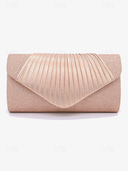 Clutch Design Champagne – Glitter Evening Bag Pleated with FashionChic