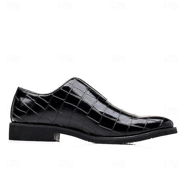 Shoes Pattern Men's Burgundy – Dress Crocodile Slip-On FashionChic