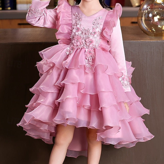 Long Wedding Party Kids Special Dress Sleeve Flower Girls' FashionChic