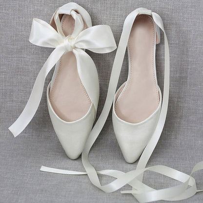 Women's Ribbon Comfortable Satin – Flats Tie Ballet FashionChic