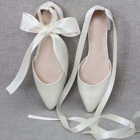 Women's Ribbon Comfortable Satin – Flats Tie Ballet FashionChic