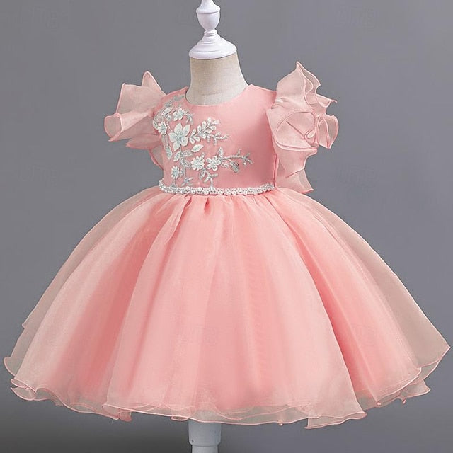 Sleeveless Wedding Floral Kids Sequin Girls' Dress Party FashionChic