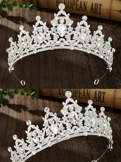 Rhinestone Set Elegant and – Women's Jewelry Tiara Silver FashionChic