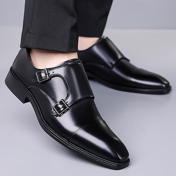 – Shoes Strap Elegant Dress Monk Men's Leather Double FashionChic