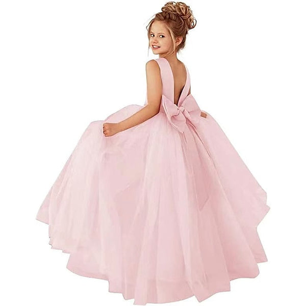 Girls' Party Solid Dress Color Flower Girl Kids FashionChic