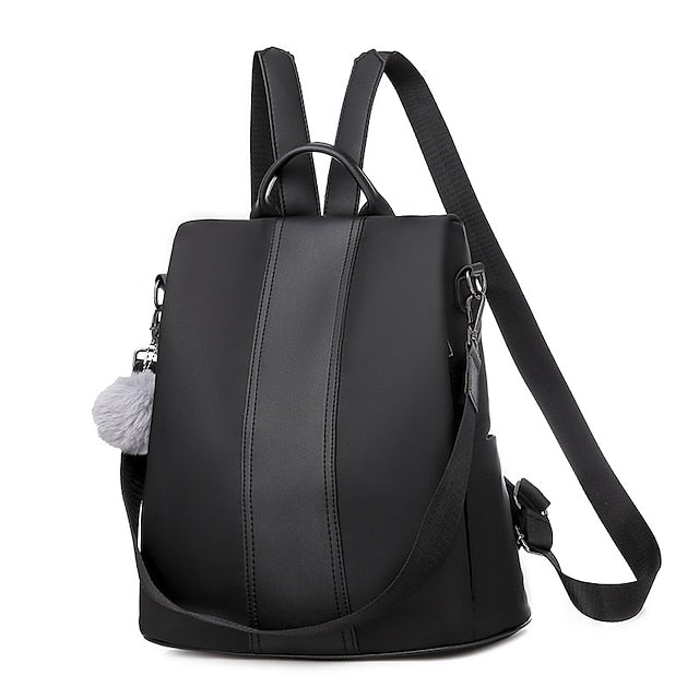 Convertible Pom Backpack Faux Purse Leather with Women's FashionChic