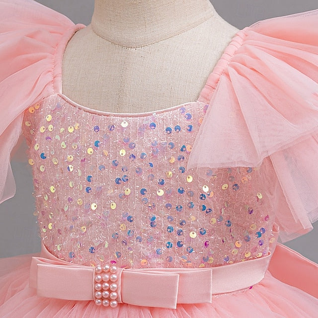 Girls' Wedding Sleeveless Dress Kids Party Special Sequin FashionChic