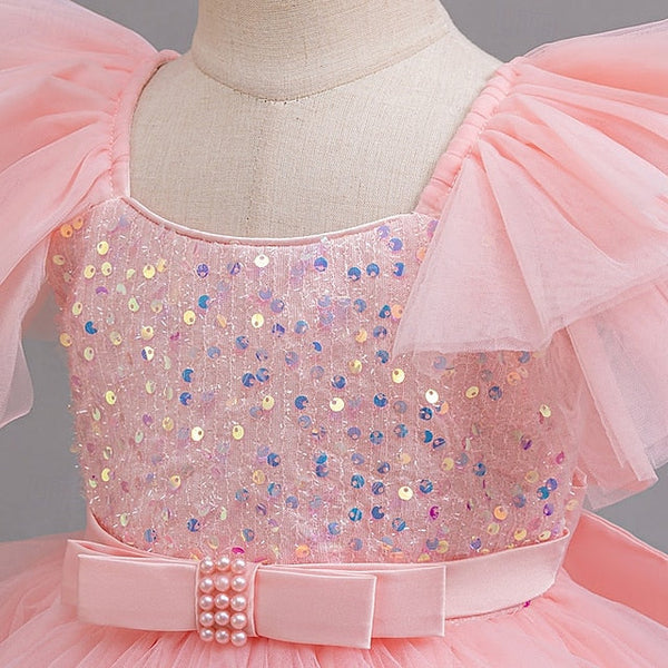 Girls' Wedding Sleeveless Dress Kids Party Special Sequin FashionChic