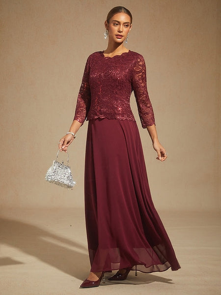 Women's Maxi Dress Chiffon Dress Lace Sequins Embroidered FashionChic