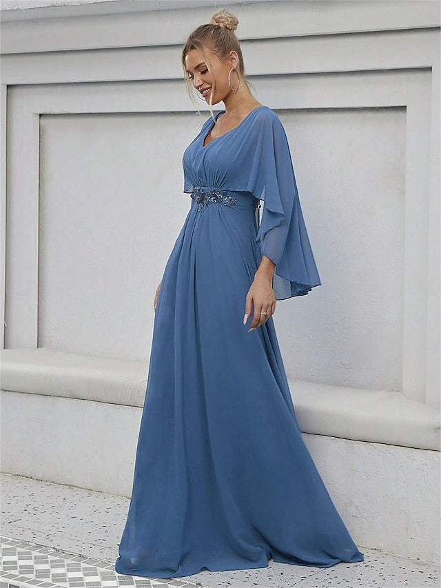 Mother V of Floor the Neck Bride Party Dress Elegant FashionChic