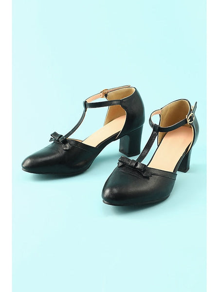 Retro Shoes Chunky 1950s Vintage Heels heels Roaring T-strap 20s FashionChic