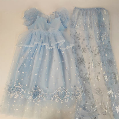 Princess Flower Elsa Cosplay Cloak Girl Frozen Dress FashionChic