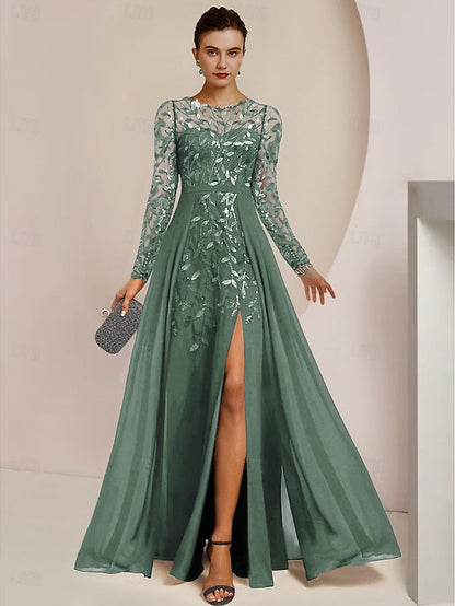 the Bride Mother Elegant Guest of Dress Jewel Wedding A-Line FashionChic
