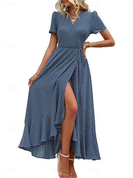Women's Casual Dress Maxi Dress Ruffle Patchwork Date