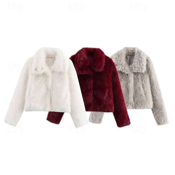 Fur Comfortable Women's Warm Coat Buttons Faux Furs FashionChic
