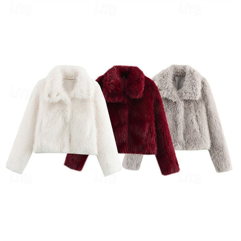 Fur Comfortable Women's Warm Coat Buttons Faux Furs FashionChic