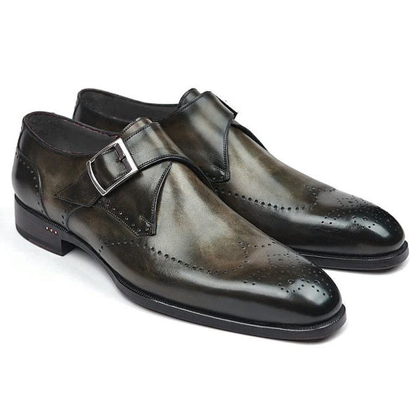 Monk Leather Dress Shoes Faux – Men's Brown Classic Strap FashionChic