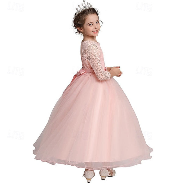 Girls' Flower Sleeve Kids Half Dress Girl Wedding FashionChic