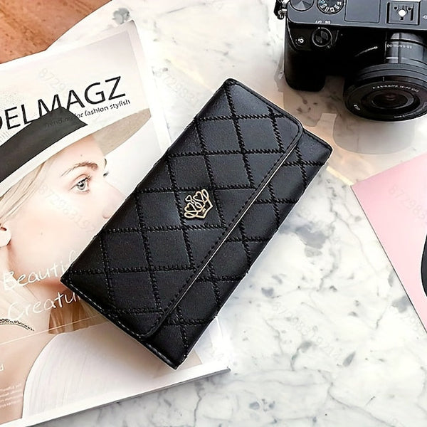 Gold Crown - Wallet Pink Emblem Women's with Quilted FashionChic