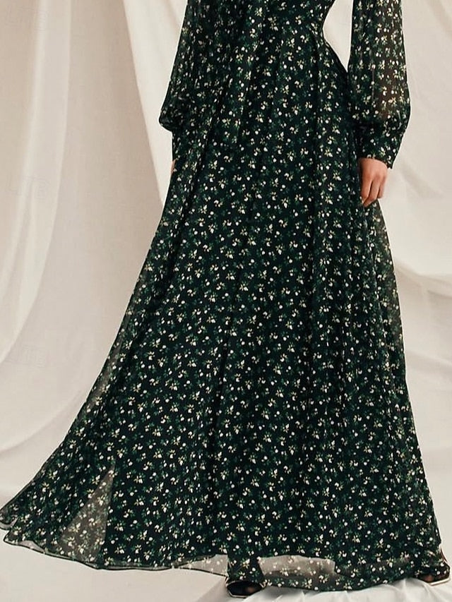 Bride Print Dress Black Elegant of Floral A-Line Mother the FashionChic