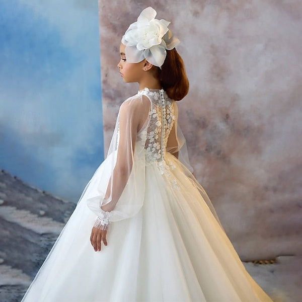 Party First Dress Solid Communion Kids Color Girls' FashionChic