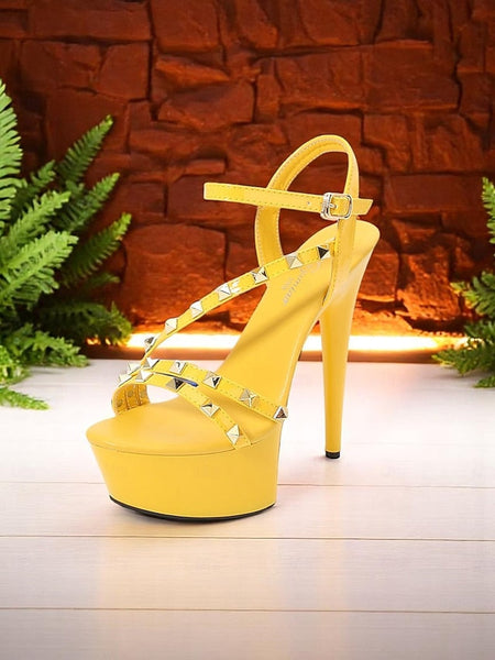 Platform with Studded Women's Straps Heels Stiletto FashionChic