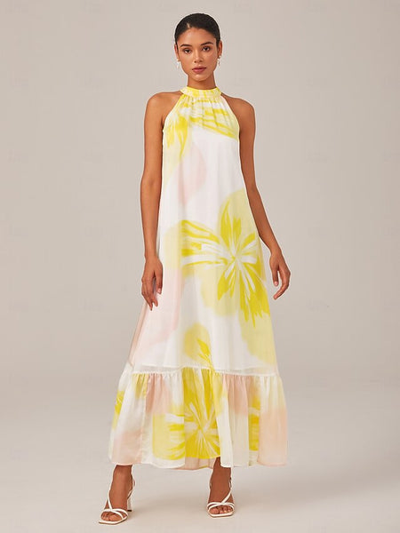 Super loose A-line summer vacation halter dress