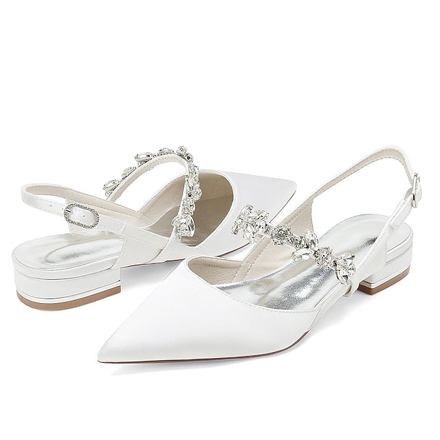 Crystal Flat Bridal Women's Heel Shoes Wedding FashionChic