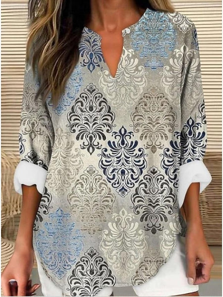 Women's Blouse Linen Like Breathable Lightweight Tunic V FashionChic