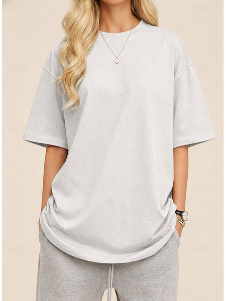 Women's Tee 100% Cotton Solid Color Stylish Classic Casual FashionChic