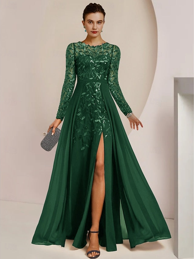 the Bride Mother Elegant Guest of Dress Jewel Wedding A-Line FashionChic